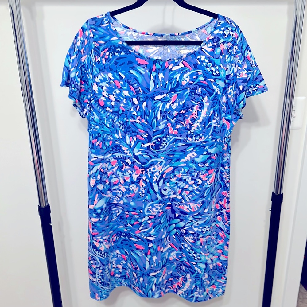 Blue and Pink Patterned Dress
